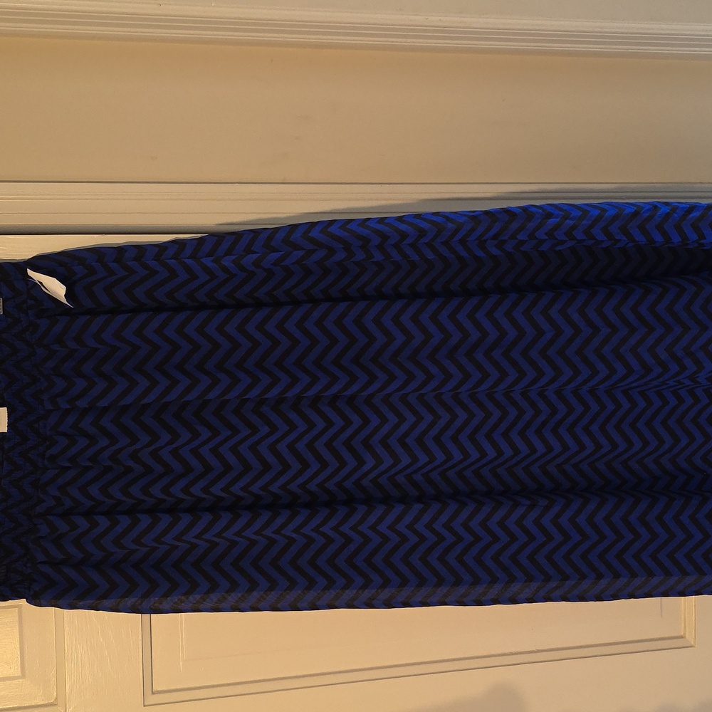Blue and Black Chevron Maxi Skirt